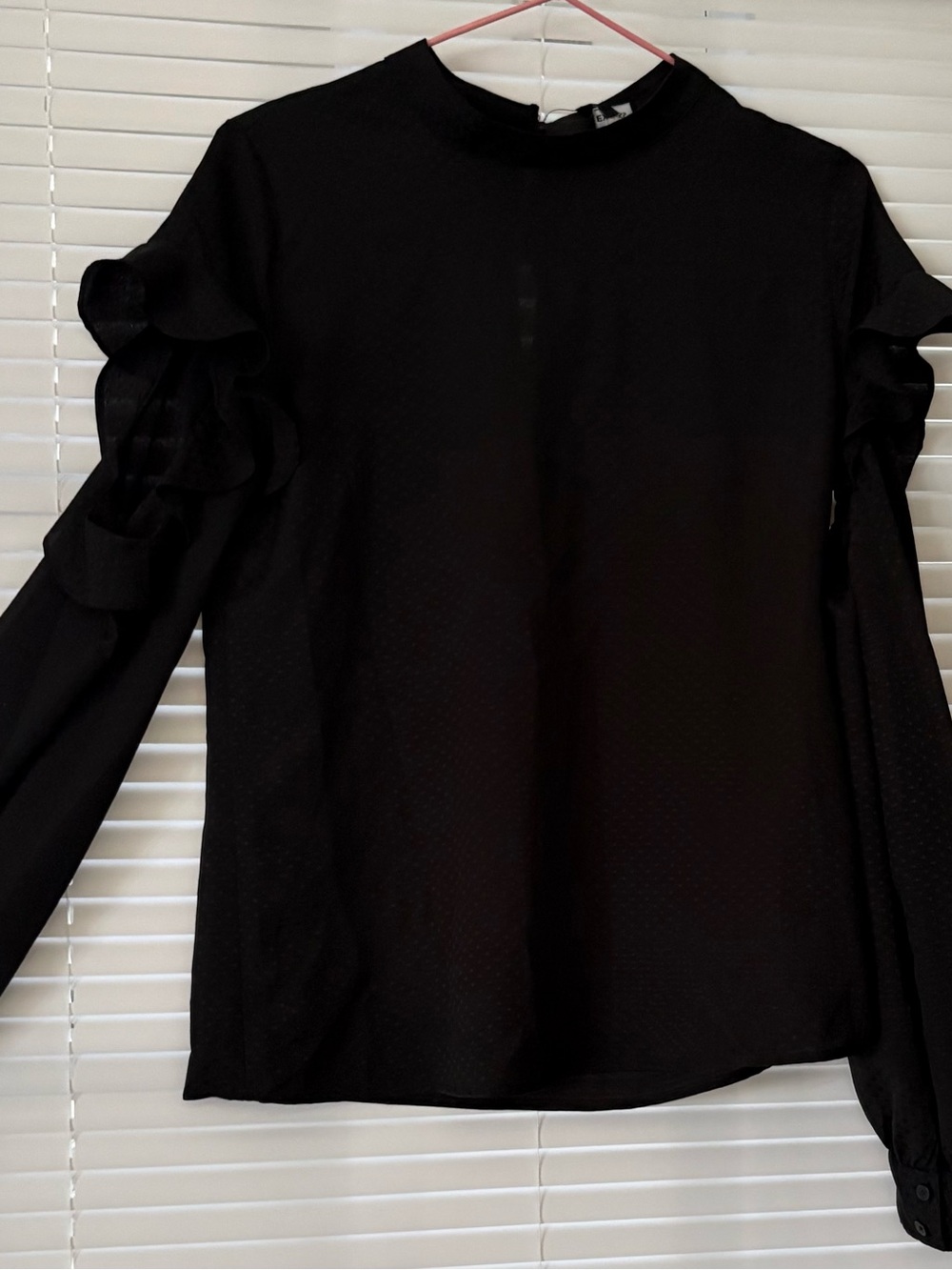 Black Ruffle Sleeve Long-Sleeve Top